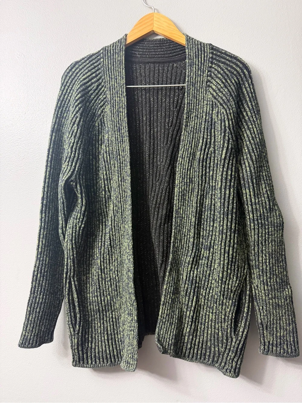 Lululemon cotton-cashmere blend sweater chunky ribbed knit cardigan jacket 8